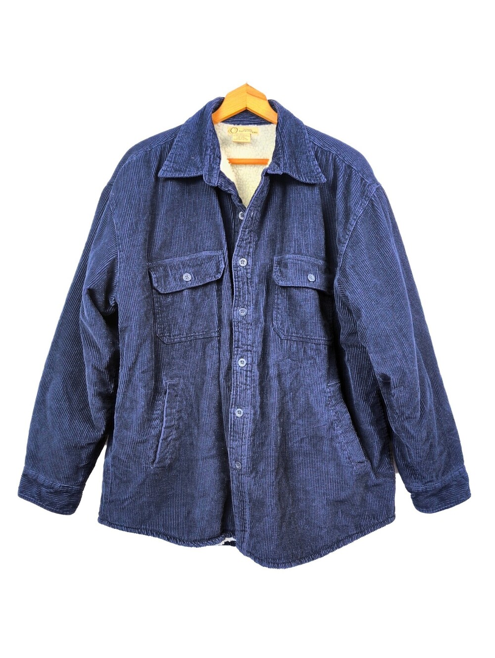 Outdoor Outfitters Size Large Men's Sherpa Lined Corduroy Coat Button Front Blue